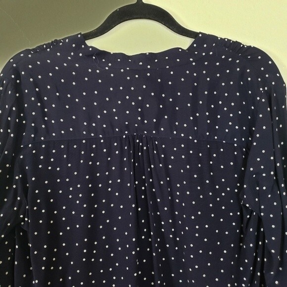 Gap Women's Top Small Navy Blue Polka Dot Popover Flowy Preppy Teacher Classic - Picture 5 of 7